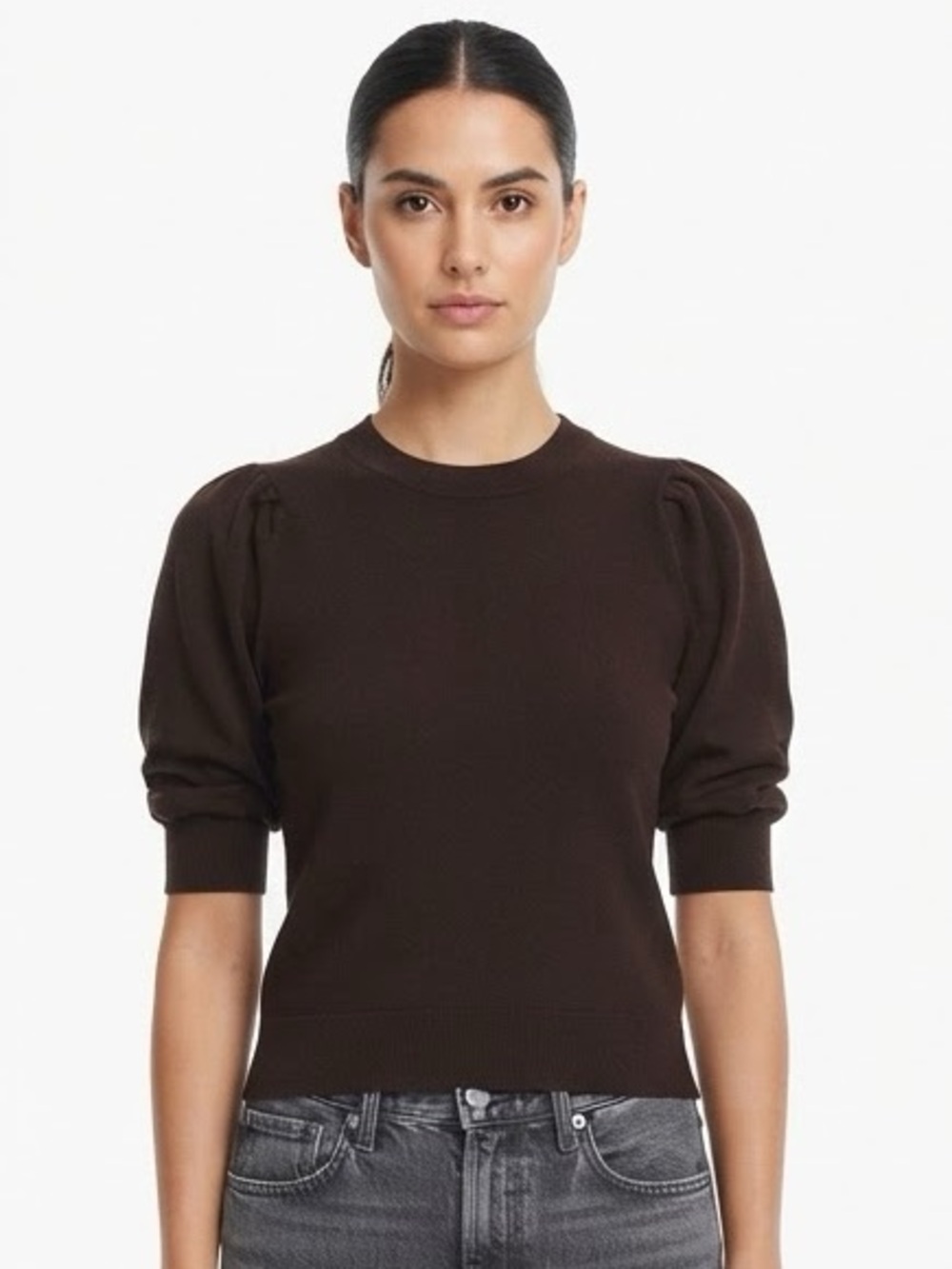 FRAME Frankie Organic Cotton Tee in Chocolate Brown